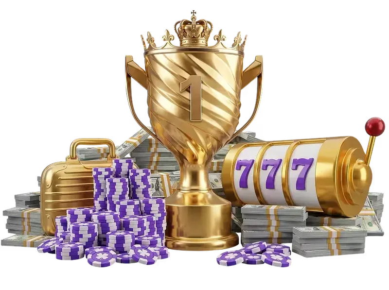 Gouden trofee met fiches uit de DieselWin toernooibanner
